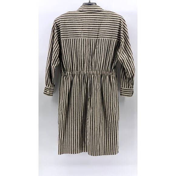 THE HE-RO GROUP Women's Vintage Black-Off White Striped Shirt Dress SZ 12 - Picture 2 of 12